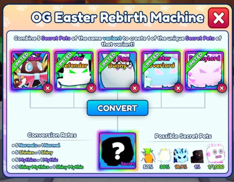 New Rebirth Machine Pets