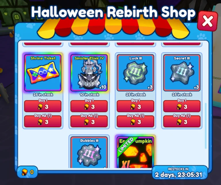 Halloween Rebirth Shop